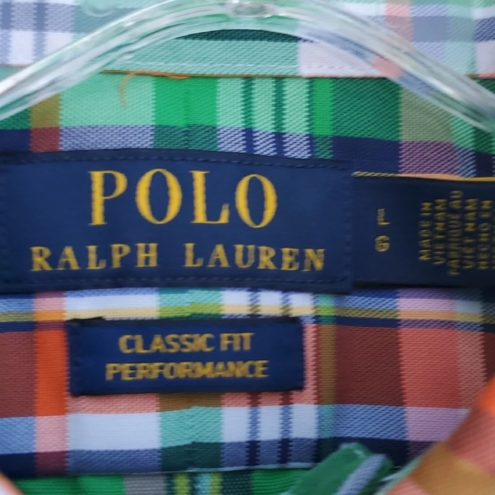 Polo by Ralph Lauren Green and Blue Casual Button Down Shirt Large